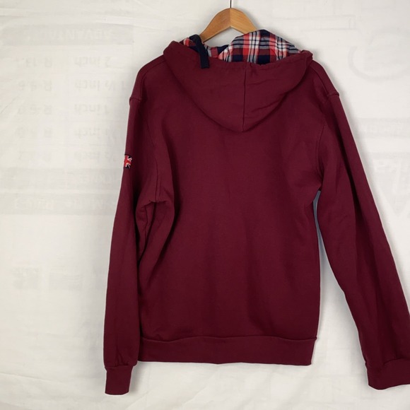 NOS Hoodie Womens XXL Burgundy Cotton Blend London England Plaid Lined Zip Up - Picture 8 of 9
